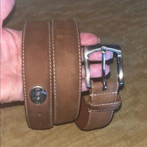 Ping Tan Leather Men's Belt size 38 preowned solid brass buckle